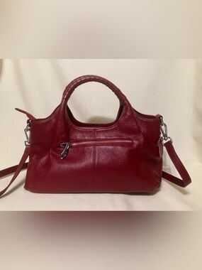 Iswee Women's Red Pebble Top Handle Crossbody Leather Purse Handbag